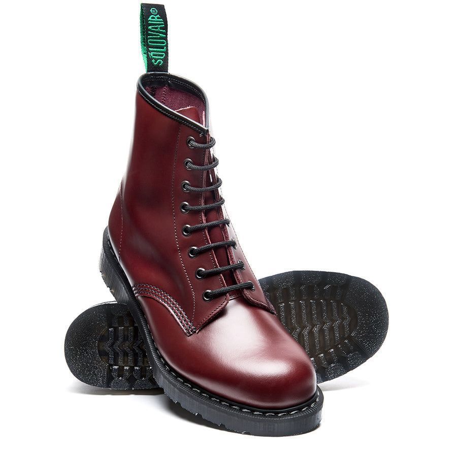 Solovair Hi Shine 8 Eye Derby Boot Oxblood