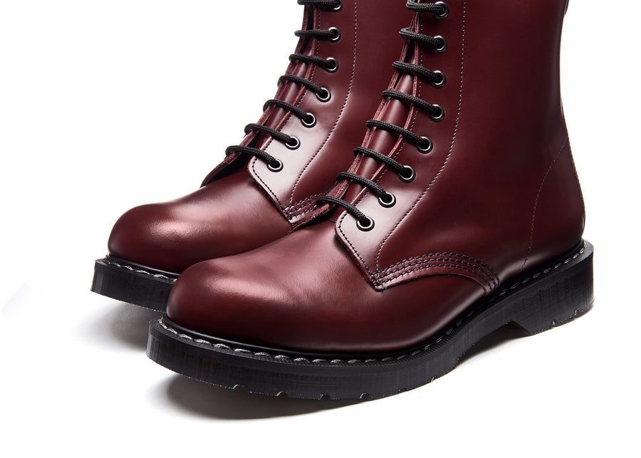 Solovair Hi Shine 8 Eye Derby Boot Oxblood