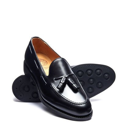 Solovair Hi Shine Tassel Loafer Black