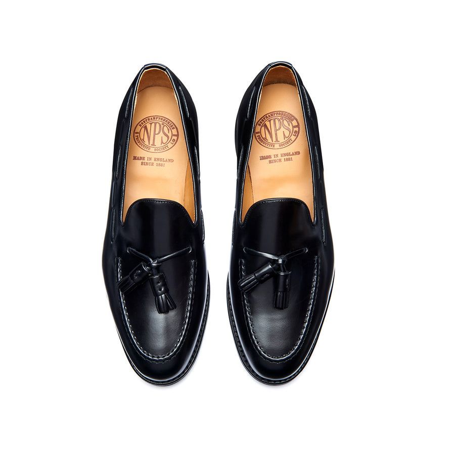 Solovair Hi Shine Tassel Loafer Black