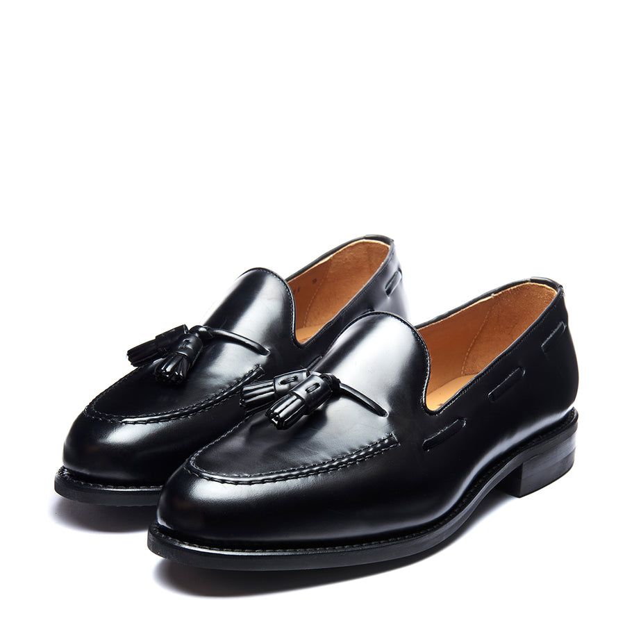 Solovair Hi Shine Tassel Loafer Black