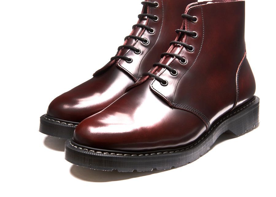 Solovair Rub Off 6 Eye Astronaut Boot Burgundy