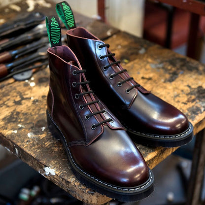Solovair Rub Off 6 Eye Astronaut Boot Burgundy