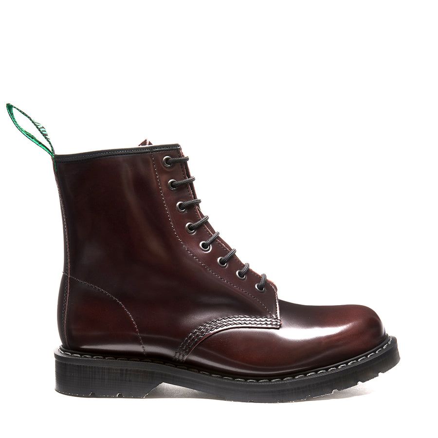 Solovair Rub Off 8 Eye Derby Boot Burgundy