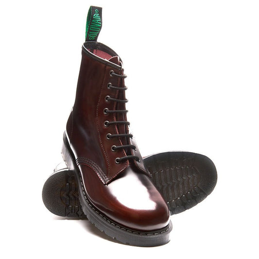 Solovair Rub Off 8 Eye Derby Boot Burgundy