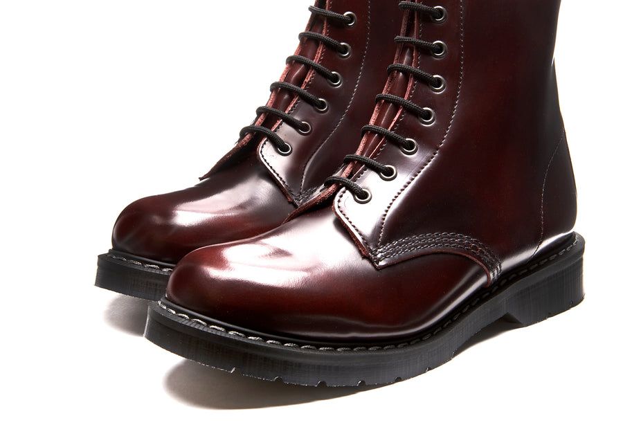 Solovair Rub Off 8 Eye Derby Boot Burgundy