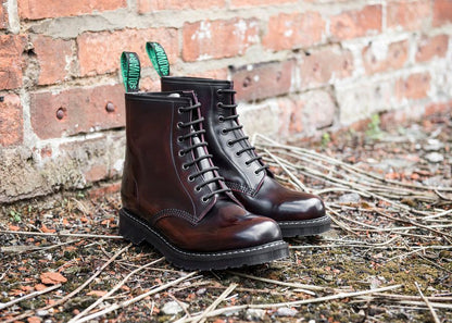 Solovair Rub Off 8 Eye Derby Boot Burgundy