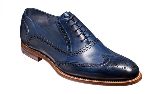 Barker Valiant Brogue Navy Hand Painted