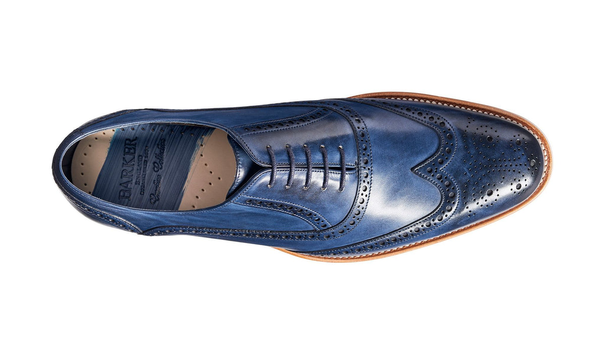 Barker Valiant Brogue Navy Hand Painted