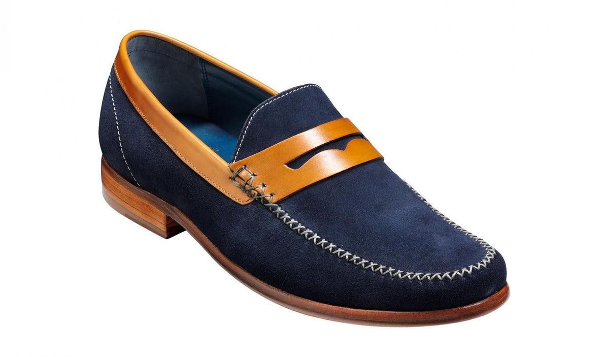 Barker William Loafer Navy Suede Cedar