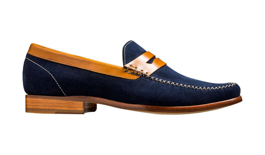 Barker William Loafer Navy Suede Cedar