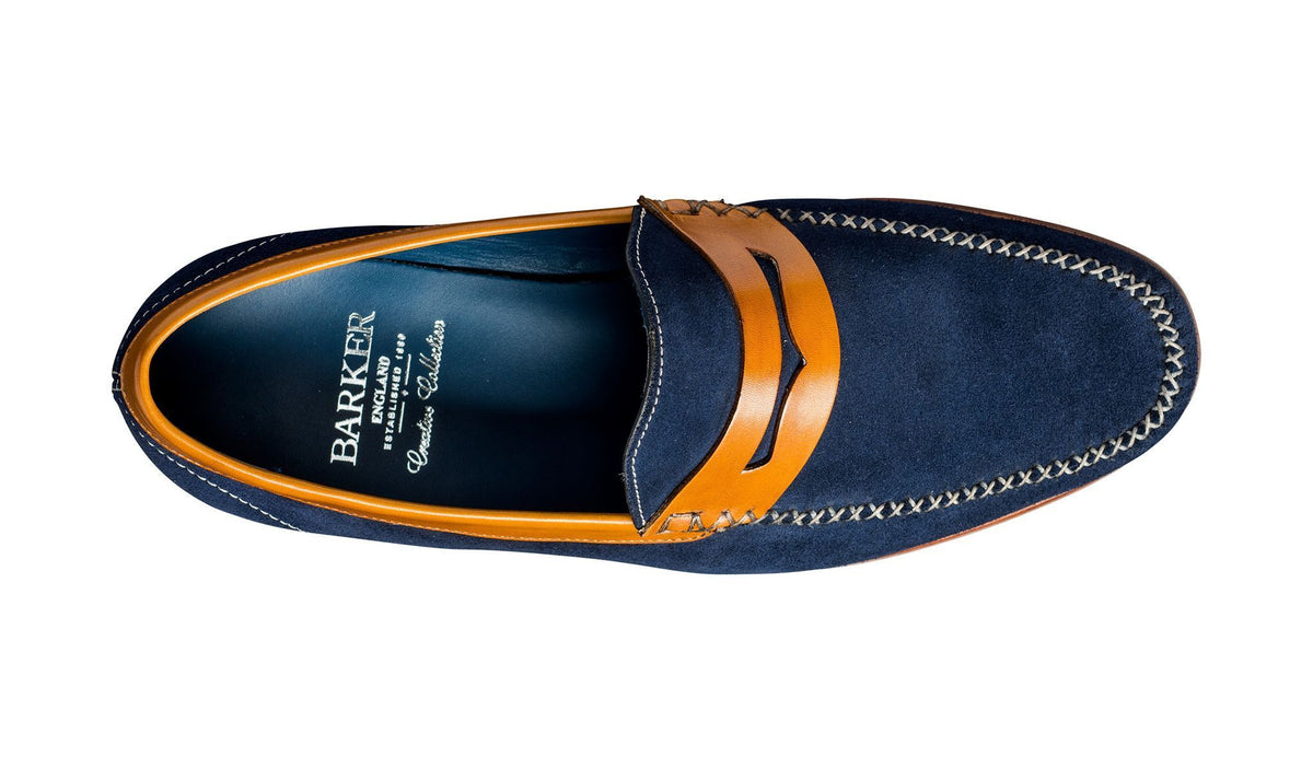 Barker William Loafer Navy Suede Cedar