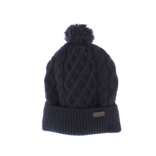 Barbour Cable Knit Beanie Hat Navy