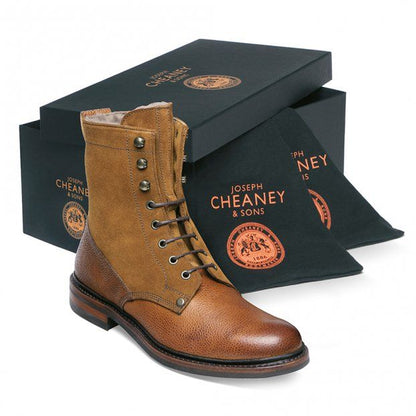 Cheaney Scott Fur Lined Maracca Suede Country Derby Boot Almond Grain