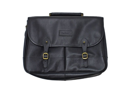 Barbour Leather Briefcase Black