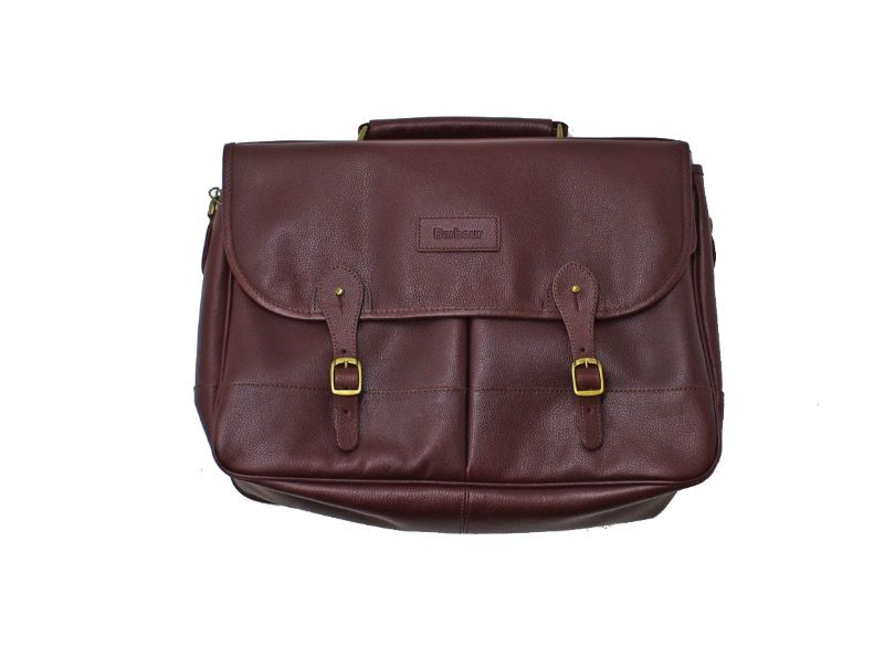Barbour Leather Briefcase Dark Brown