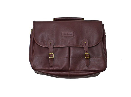Barbour Leather Briefcase Dark Brown