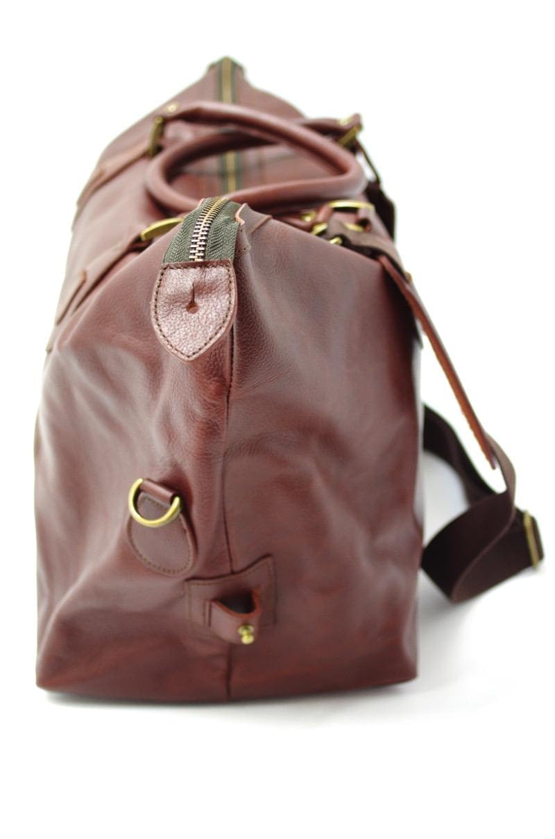 Barbour Leather Medium Travel Explorer Bag Brown