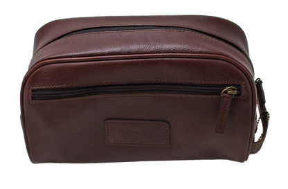 Barbour Leather Wash Bag Brown
