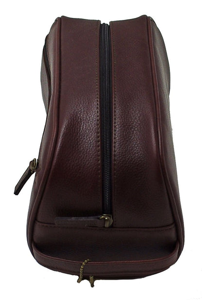 Barbour Leather Wash Bag Brown