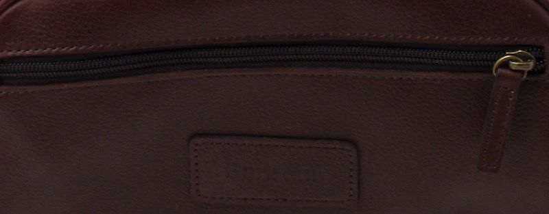 Barbour Leather Wash Bag Brown
