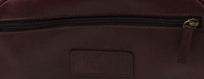 Barbour Leather Wash Bag Brown