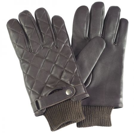 Barbour Quilted Leather Glove Brown