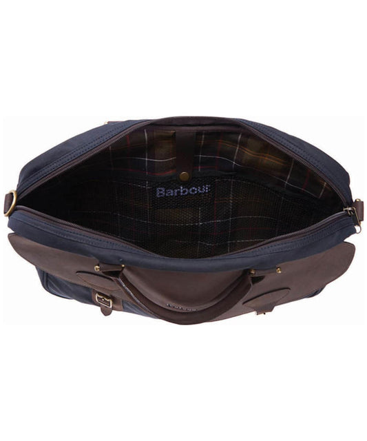 Barbour Wax And Leather Briefcase Navy