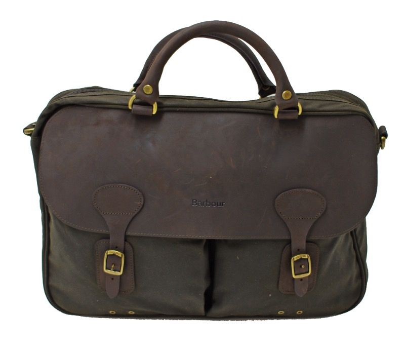 Barbour Wax And Leather Briefcase Olive