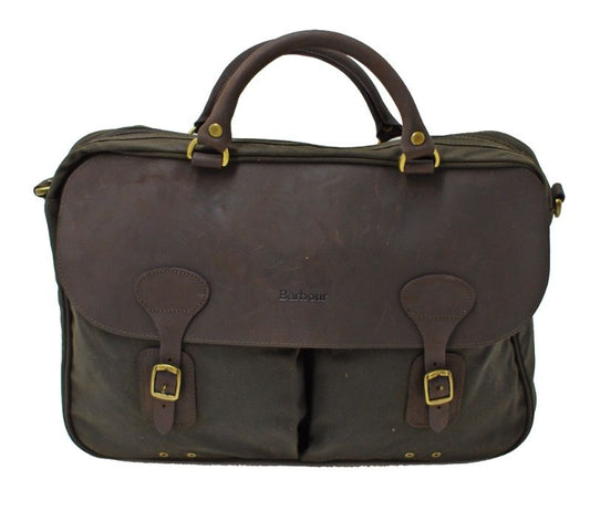 Barbour Wax And Leather Briefcase Olive