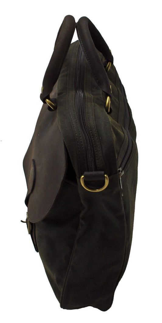 Barbour Wax And Leather Briefcase Olive