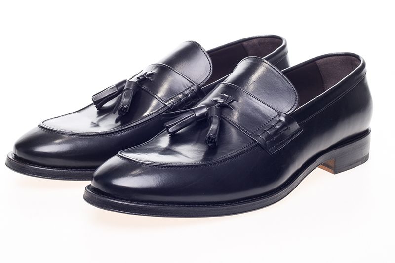 John White Charles Tassel Loafers Black