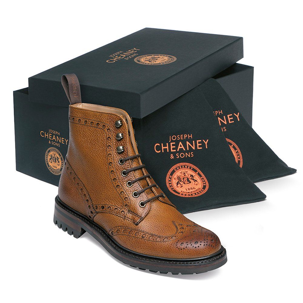 Joseph Cheaney Tweed C Wingcap Brogue Country Boot Almond Grain Leather