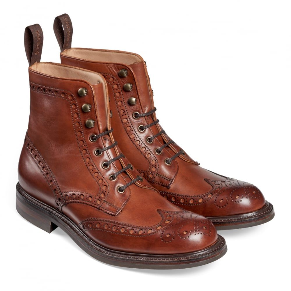 Joseph Cheaney Tweed R Wingcap Brogue Country Boot Dark Leaf Calf Leather