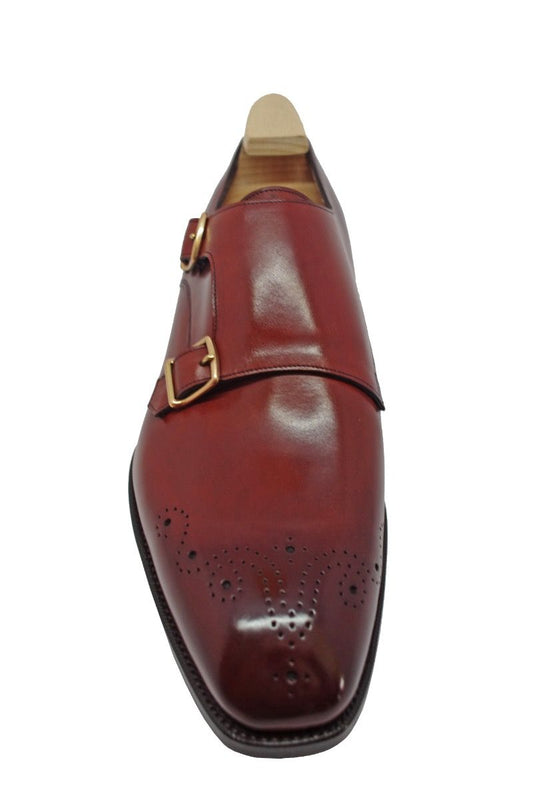 Gaziano Girling Grosvenor Double Buckle Monk Shoes Vintage Cherry Calf