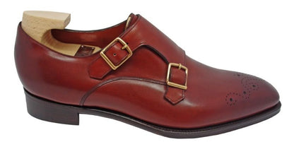 Gaziano Girling Grosvenor Double Buckle Monk Shoes Vintage Cherry Calf