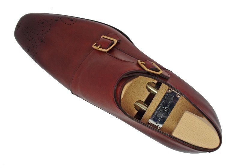 Gaziano Girling Grosvenor Double Buckle Monk Shoes Vintage Cherry Calf