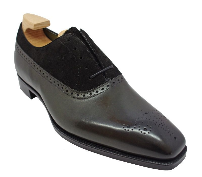 Gaziano Girling Kent Balmoral Oxford Shoes Racing Green Calf Black Suede