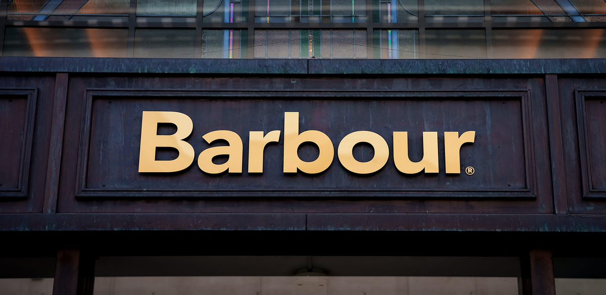 Barbour sign above the shop entrance