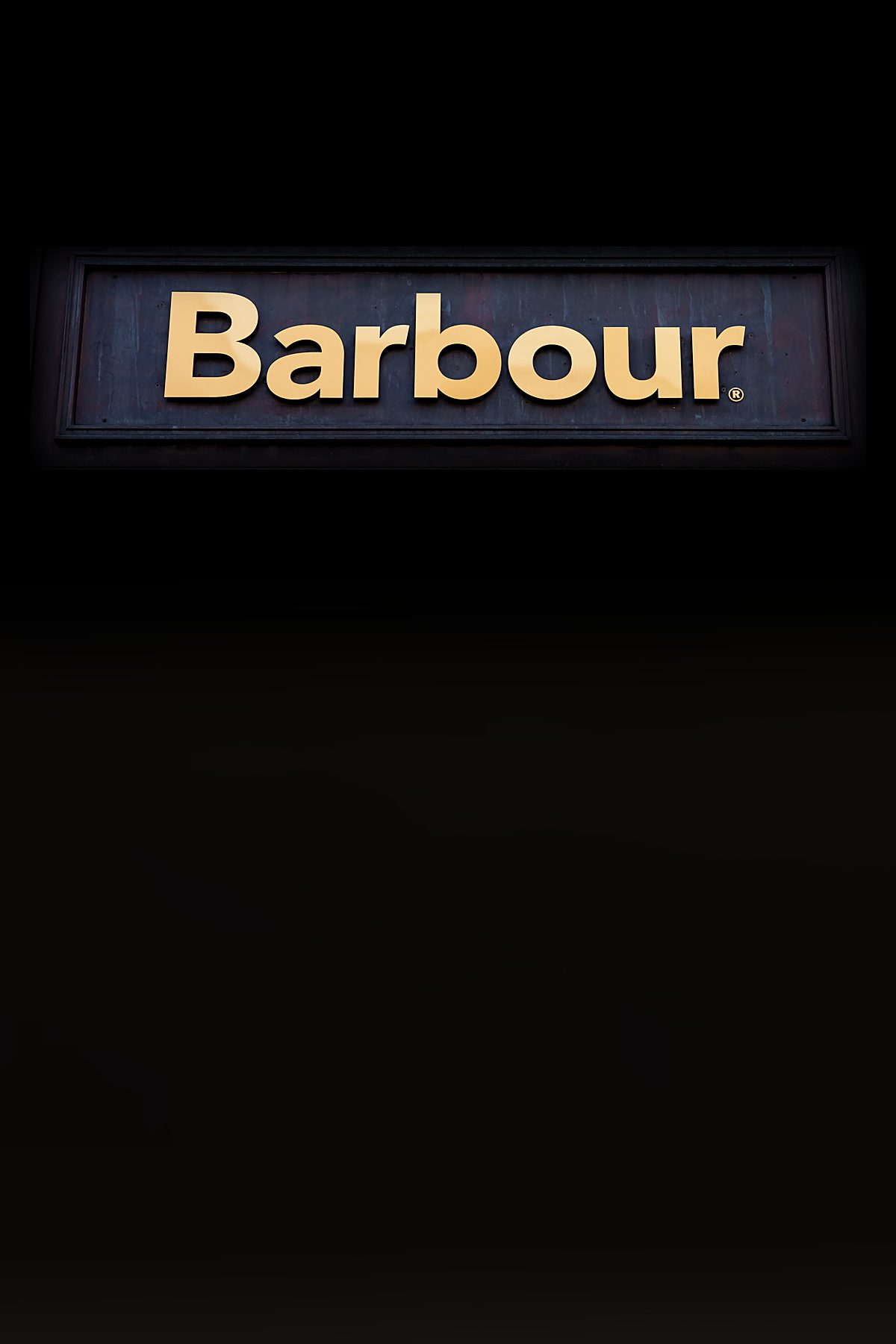 Barbour sign above the shop entrance
