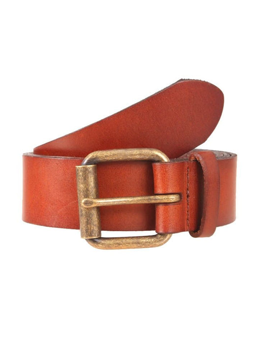 Dents Brass Buckle Waxed Leather Belt Tan