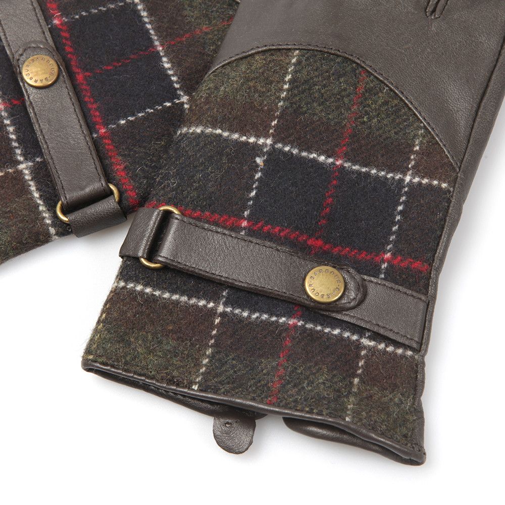 Barbour Dee Tartan Leather Glove Brown
