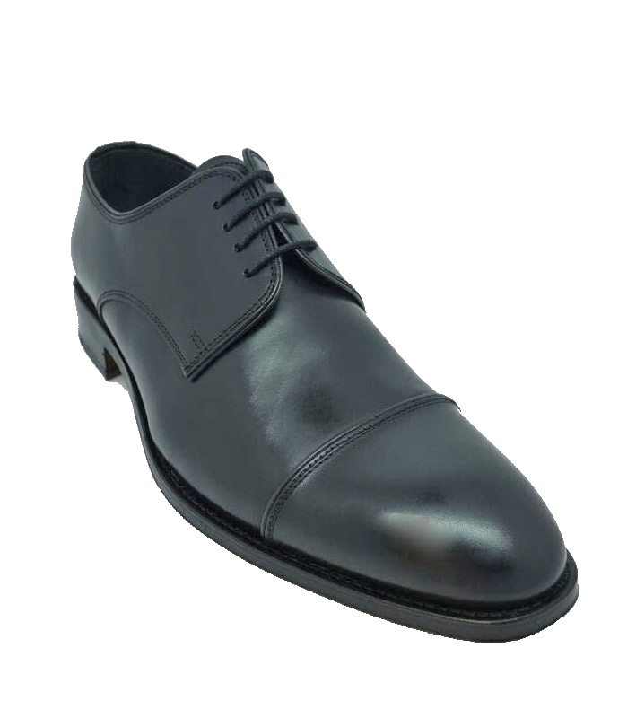 John White Finsbury Capped Derby Black Calf