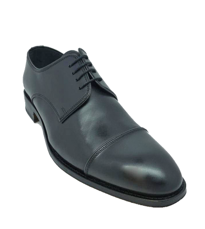 John White Finsbury Capped Derby Black Calf