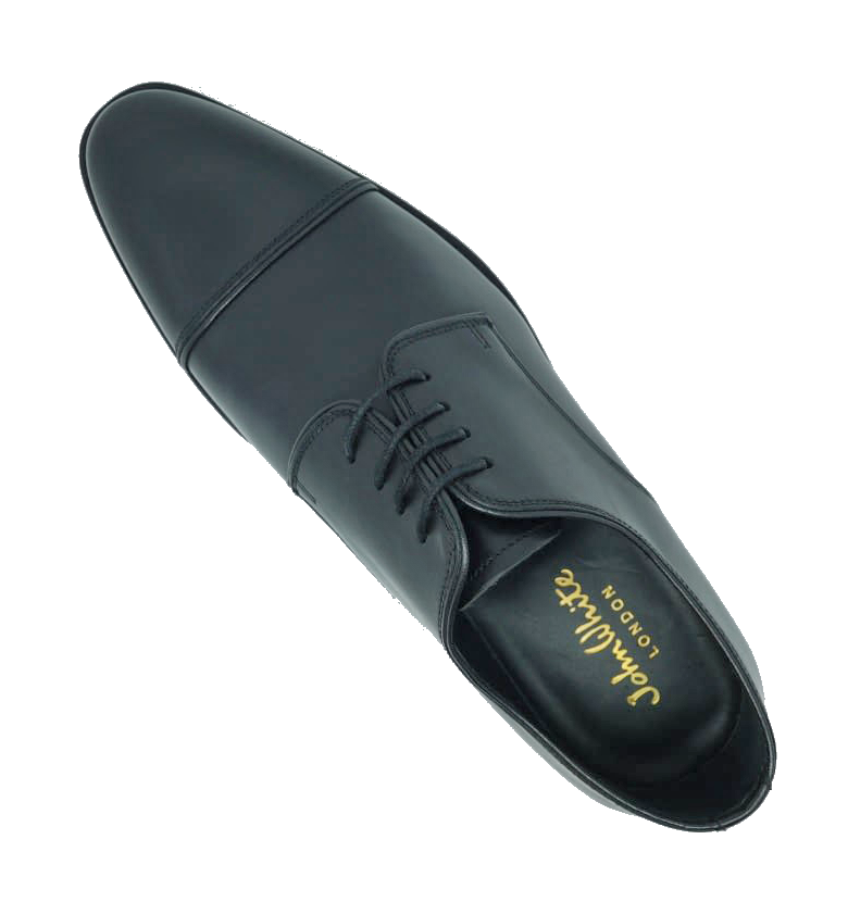John White Finsbury Capped Derby Black Calf