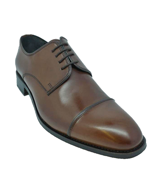 John White Finsbury Capped Derby Brown Calf
