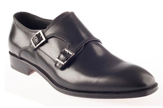 John White Ripon Double Monk Shoes Black