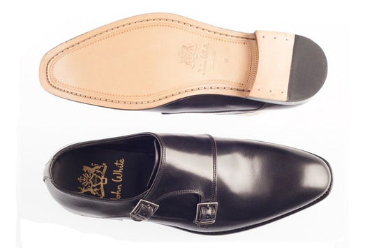 John White Ripon Double Monk Shoes Black