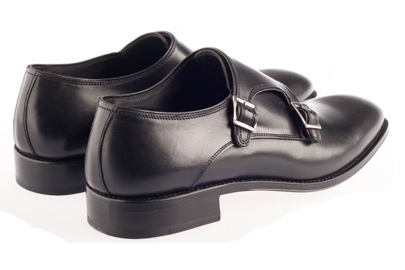 John White Ripon Double Monk Shoes Black
