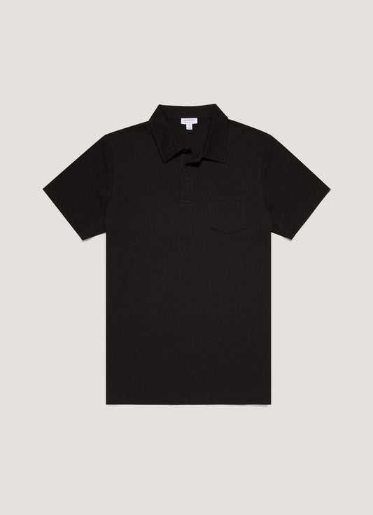 Sunspel Men's Riviera Polo Shirt in Black